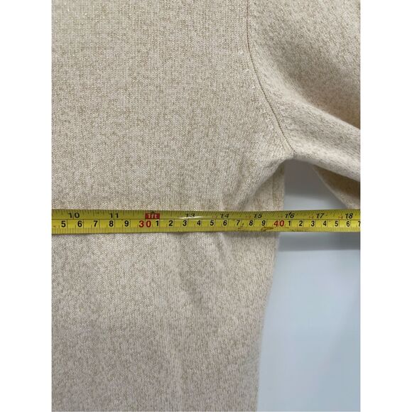 Ann Taylor Sweater Cashmere Women Small Off White Cream Gold Metallic V Neck New - Picture 10 of 13